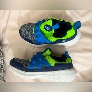 Skechers Kids Neon Green and Navy Sneakers
